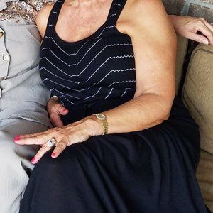 Victoria's Secret Maxi, Racerback Knit,Dress tie waist/white pattern on top M